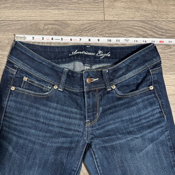 American Eagle Outfitters Women Stretch Slim Boot Jeans Dark Wash Sz 6 Low Rise - Picture 9 of 12